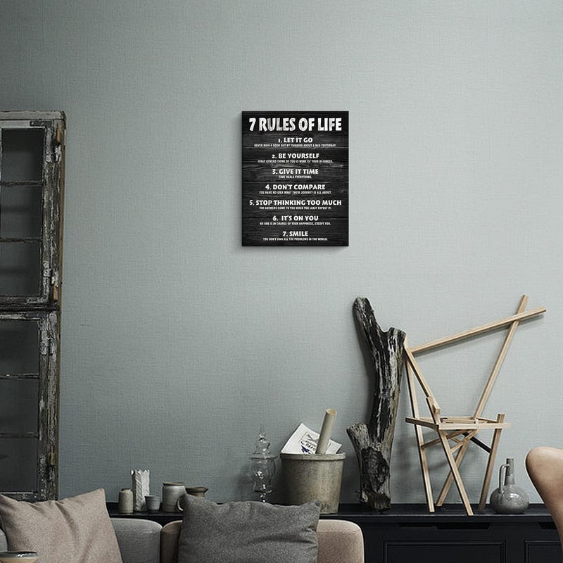 Pigort 7 Rules of Life Motivational Canvas Print - Image 4