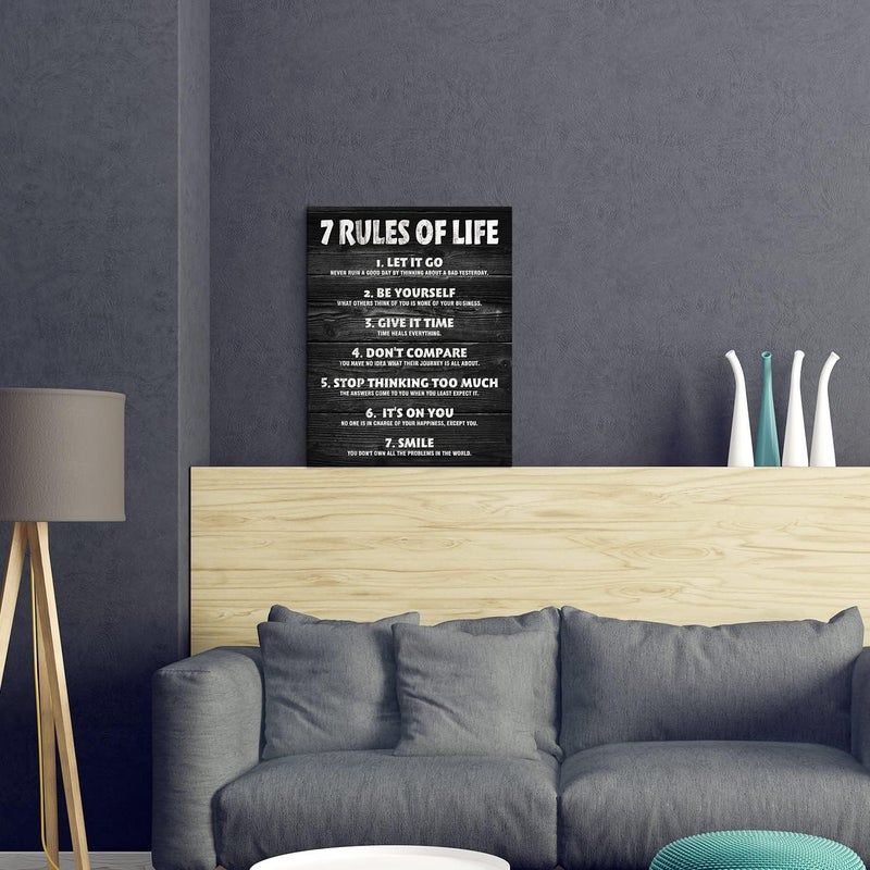 Pigort 7 Rules of Life Motivational Canvas Print - Image 2