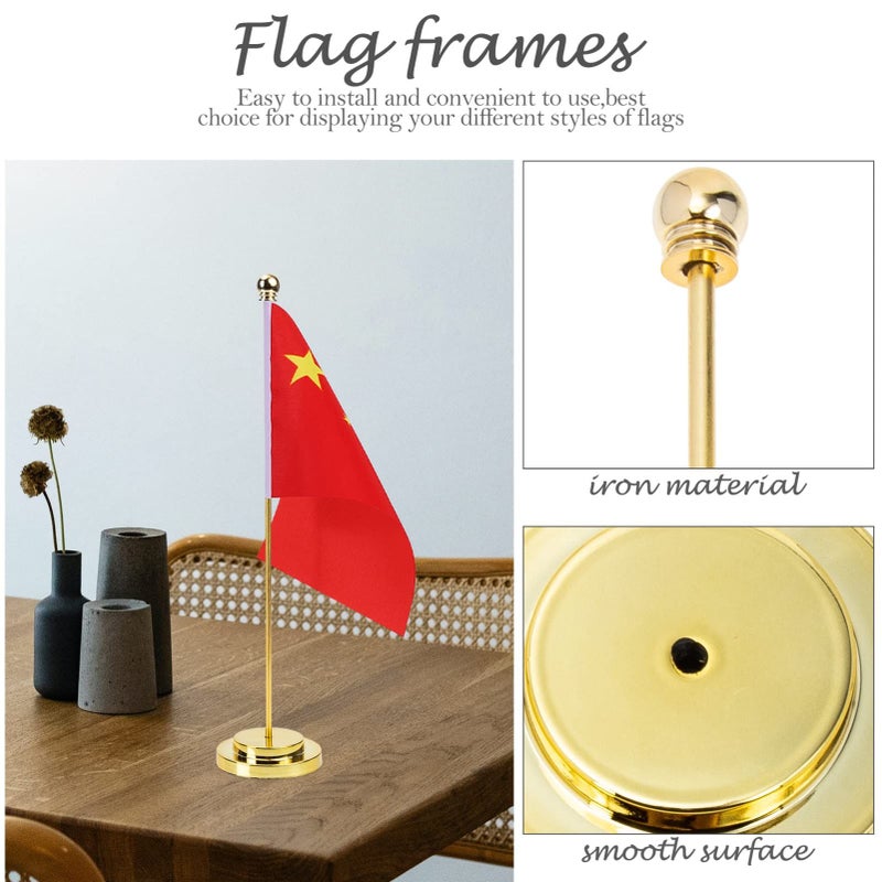 Golden Mini Desk Flag Holder Stand For Table Centerpiece Party Decoration - Image 5
