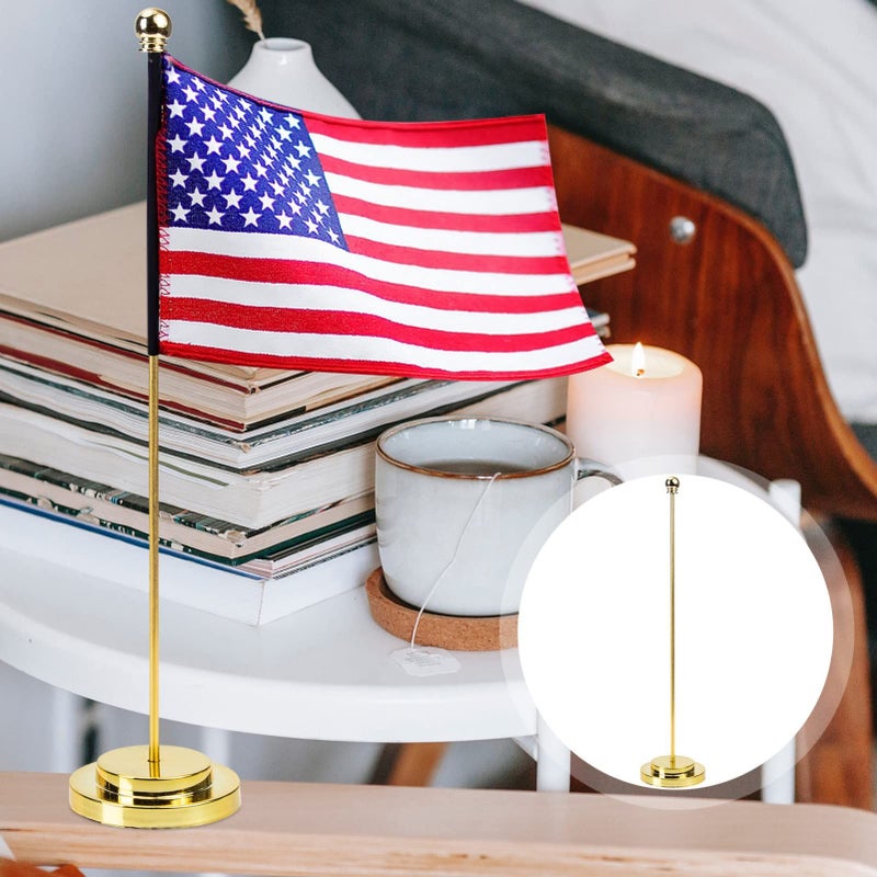 Golden Mini Desk Flag Holder Stand For Table Centerpiece Party Decoration - Image 4