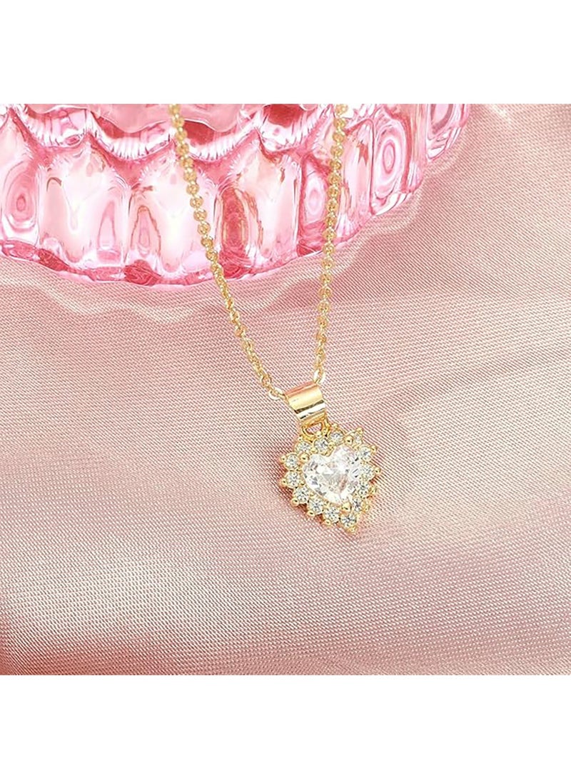 سالتي قلادة SALTY الماسية على شكل قطرة حب وخاتم قلب من الأحجار الكريمة بتصميم زهور للنساء | طقم مجوهرات أنيق ومتين | ملابس عصرية يومية | هدية للزوجة والأخت والأم | مثالية لعيد الديوالي والكريسماس وأعياد الميلاد - Image 2