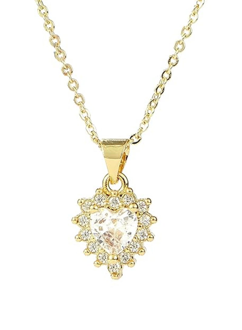 سالتي قلادة SALTY الماسية على شكل قطرة حب وخاتم قلب من الأحجار الكريمة بتصميم زهور للنساء | طقم مجوهرات أنيق ومتين | ملابس عصرية يومية | هدية للزوجة والأخت والأم | مثالية لعيد الديوالي والكريسماس وأعياد الميلاد - Image 1