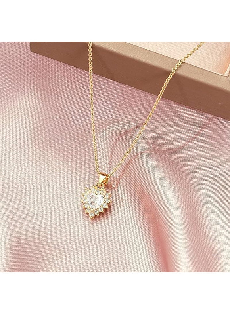 سالتي قلادة SALTY الماسية على شكل قطرة حب وخاتم قلب من الأحجار الكريمة بتصميم زهور للنساء | طقم مجوهرات أنيق ومتين | ملابس عصرية يومية | هدية للزوجة والأخت والأم | مثالية لعيد الديوالي والكريسماس وأعياد الميلاد - Image 3