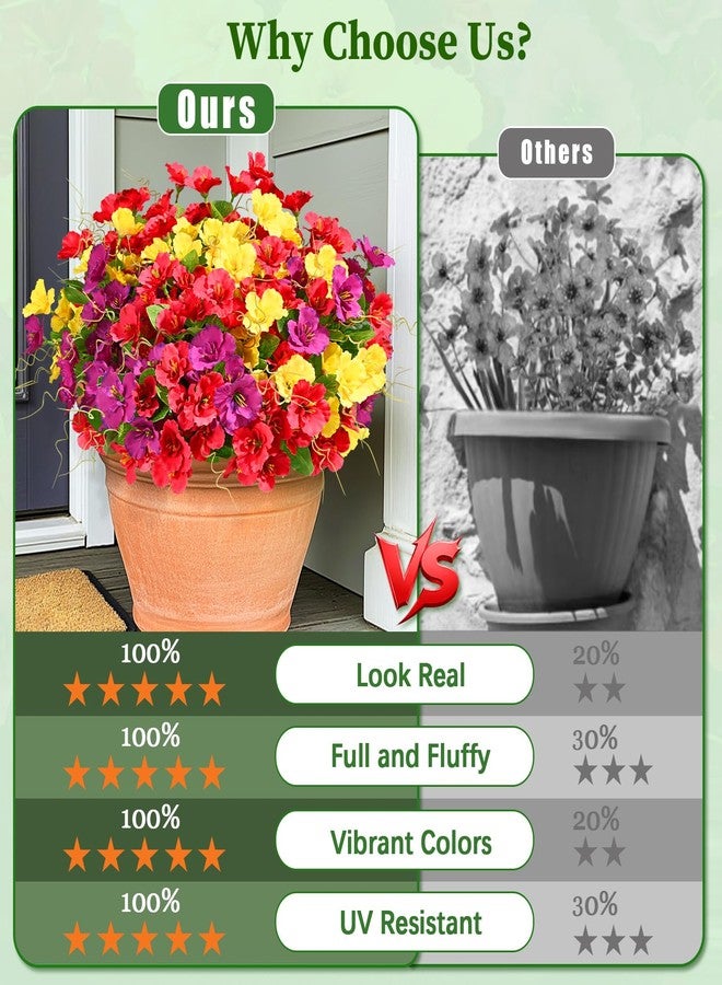 Dolicer 6 Bundles Look Real Artificial Flowers for Outdoors, Realistic Fake Outdoor Flowers, UV Resistant Outdoor Artificial Flower Silk Faux Flower for Outdoors Planters Porch Patio Yard Window Box - Image 2