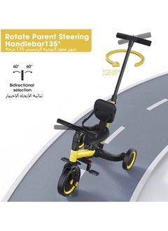 XICEN 5 in 1 Kids Tricycle Toddler Pram with Removable Push Handle & Pedals & Adjustable Seat, Balance Bike with Backrest & Safety Belt, Folding Trike Trolley Bike for Children  - Image 4