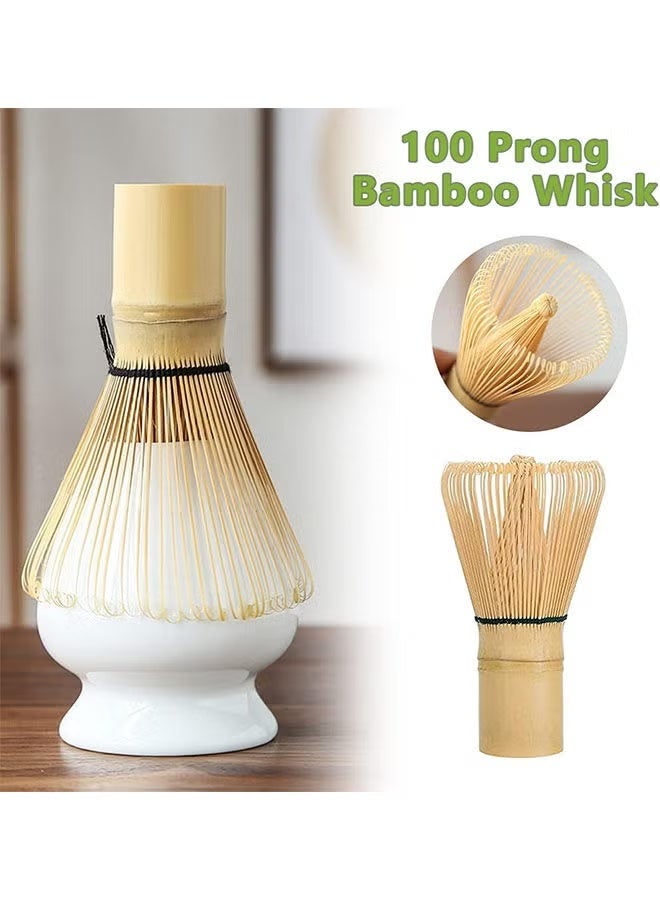 4 قطعة ماتشا شاي مجموعة ماتشا جلد مجموعة ماتشا وعاء السيراميك ماتشا جلد ، حامل جلد أبيض تقليدي مجموعة مثالية لمجموعة تقليدية من أداة ماتشا - Image 2