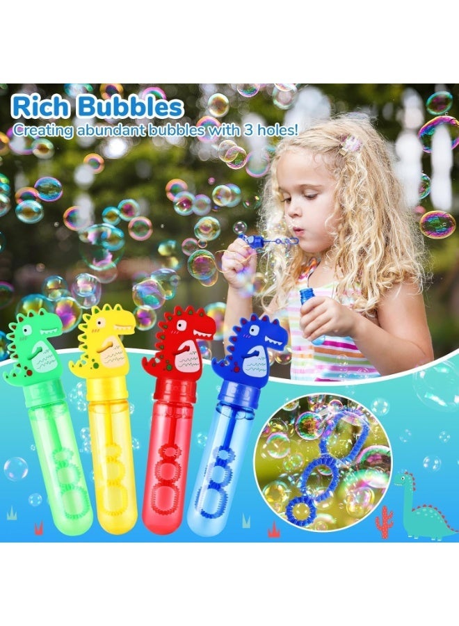 SNAPTRON 24Pcs Dinosaur Bubble Wands,Bubble Wand Bulk for Kid,Dino Bubbles Party Favors for Boys Girls,Assortment Color Bubbles Wands for Dino Themed Birthday Gift Outdoors Activity with 8 Dinosaur Stickers - Image 2