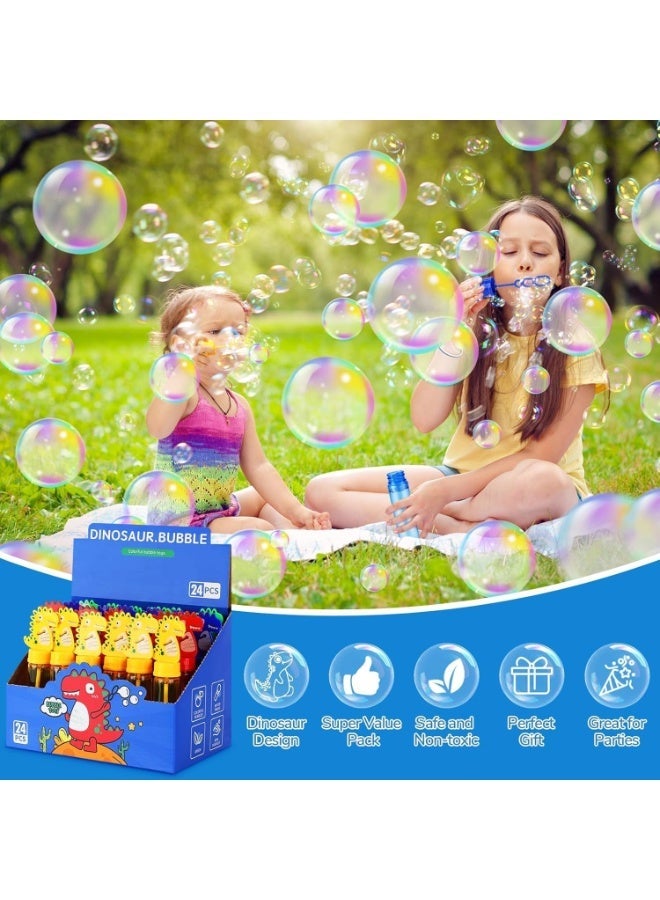 SNAPTRON 24Pcs Dinosaur Bubble Wands,Bubble Wand Bulk for Kid,Dino Bubbles Party Favors for Boys Girls,Assortment Color Bubbles Wands for Dino Themed Birthday Gift Outdoors Activity with 8 Dinosaur Stickers - Image 3