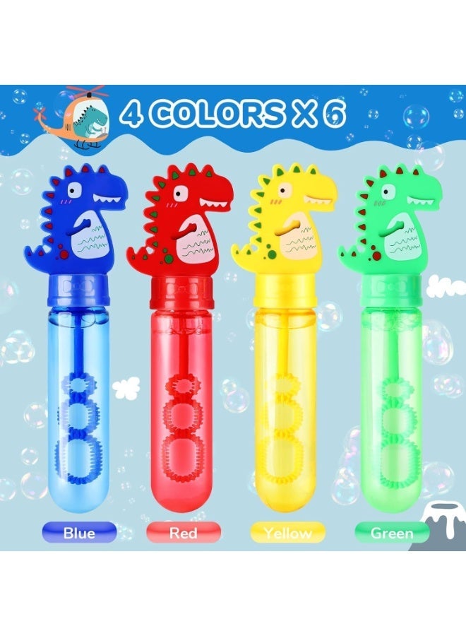 SNAPTRON 24Pcs Dinosaur Bubble Wands,Bubble Wand Bulk for Kid,Dino Bubbles Party Favors for Boys Girls,Assortment Color Bubbles Wands for Dino Themed Birthday Gift Outdoors Activity with 8 Dinosaur Stickers - Image 5