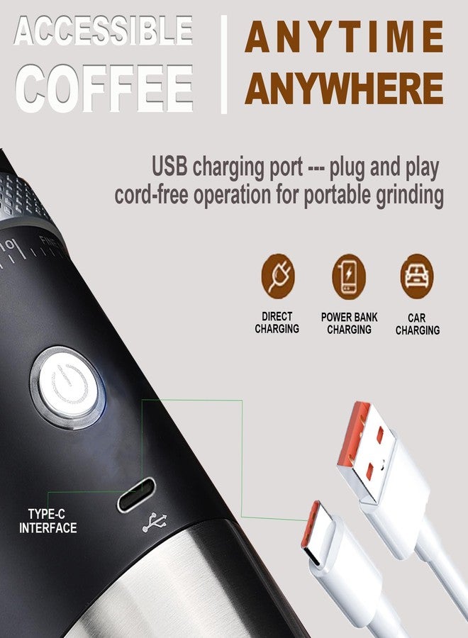 YPCOO Portable Burr Coffee Grinder, Electric Adjustable Burr Mill Machine Suitable for Travel,Camping with Bag (Red) - Image 2