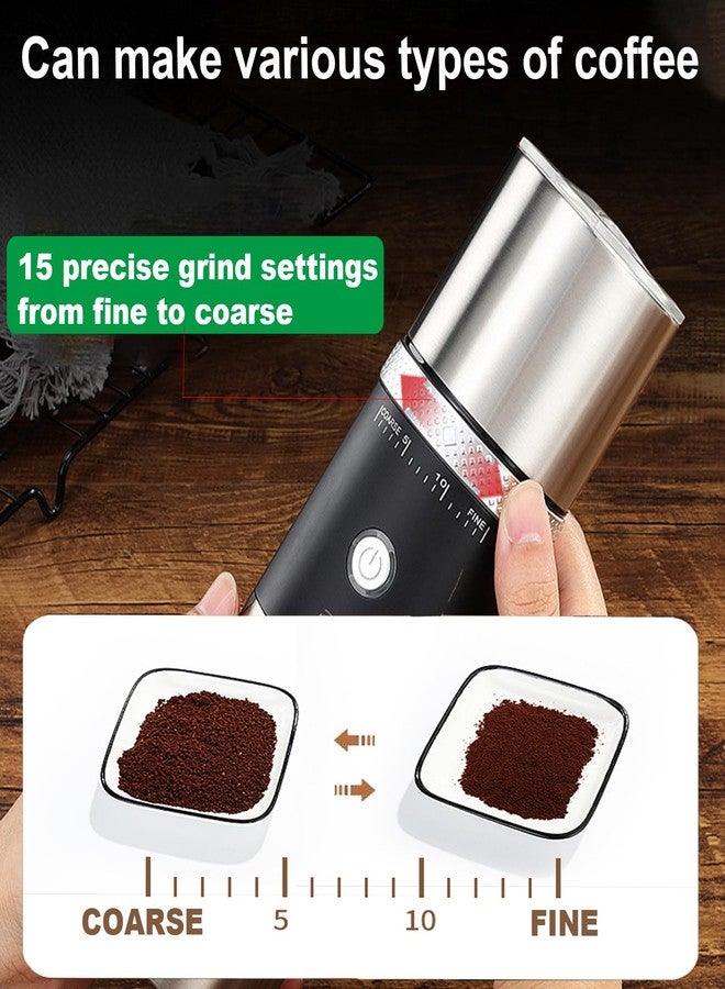 YPCOO Portable Burr Coffee Grinder, Electric Adjustable Burr Mill Machine Suitable for Travel,Camping with Bag (Red) - Image 3