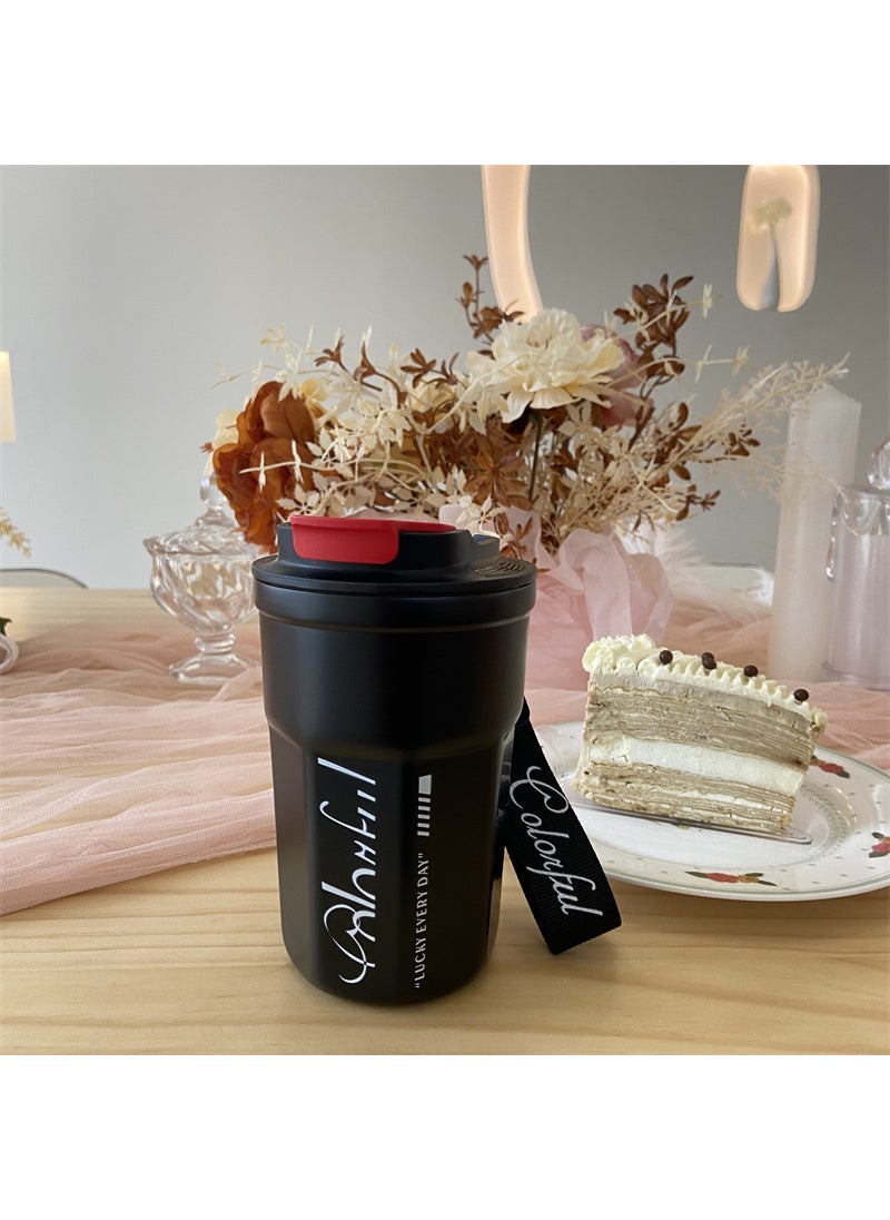 Generic - 316 coffee cup high-grade coke thermos cup wholesale student accompanying stainless steel water cup high color value Cup Net Red Black - Image 1
