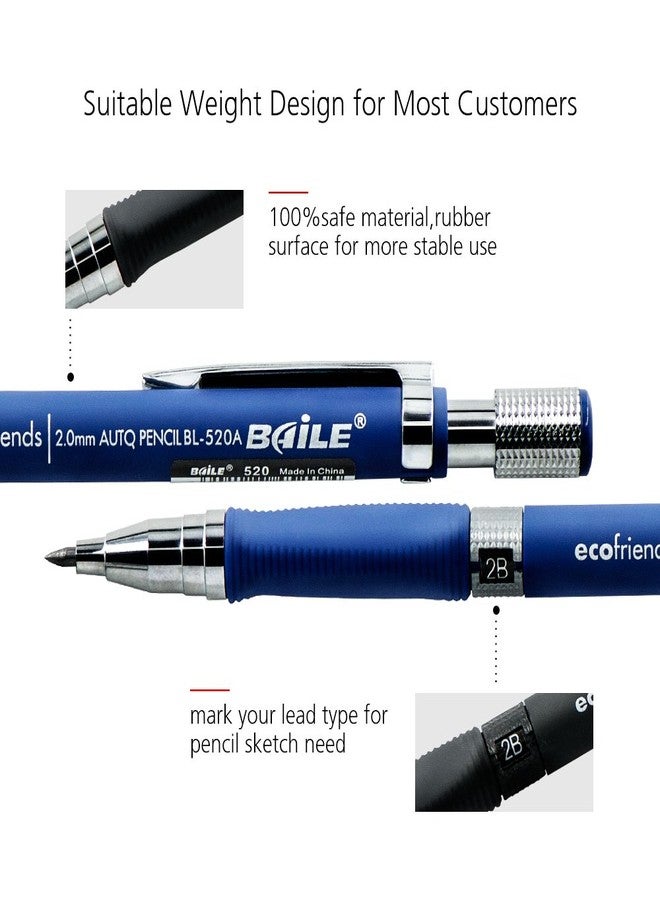 Baile 2.0mm 2B Mechanical Pencil with Lead Refill (BLUE)(sharpener in the cap) - Image 5