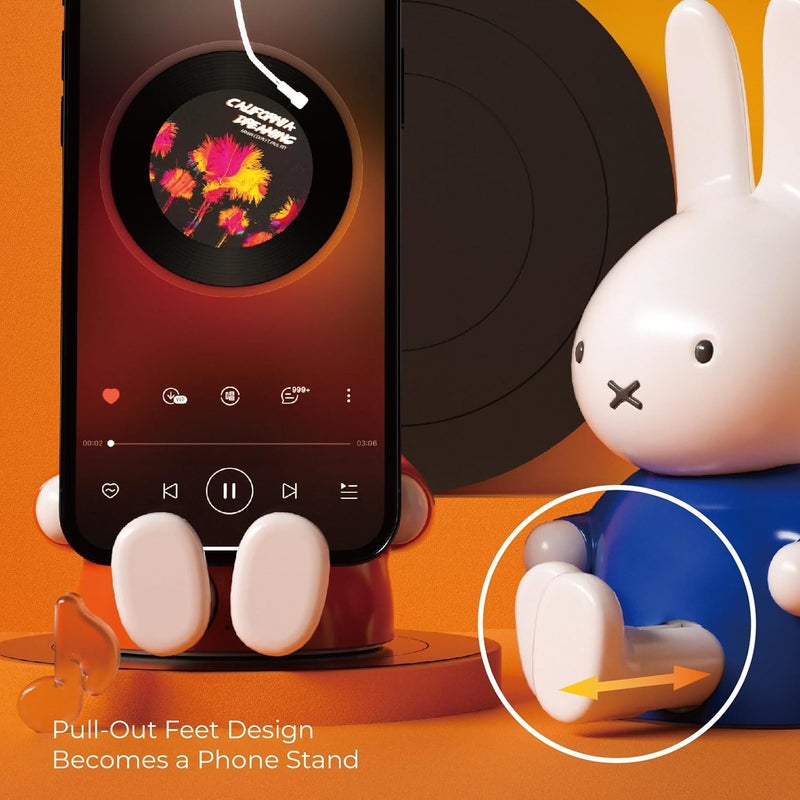 MiPow Miffy Portable Bluetooth Speakers, Cute Portable Wireless Speakers with Loud Stereo Sound, Built-in Mic, TF-Card Slot, Dual Pairing,40H Playtime for Room, Desk Decor, for her (ORANGE) - Image 4