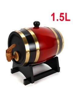Home Care Pine Wood Barrel, Leak Protection Vintage Wood Oak Retro Wooden Port Barrel Wine Barrel with Wooden Tap Stand for Tequila, Whiskey (1.5 Liter)  - Image 1