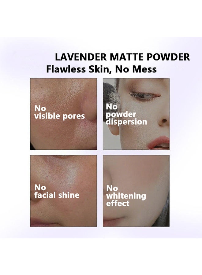 dikalu Lavend Setting Powder，Face Matte Setting Powder, Oil Control Face Pressed Matte Powder， with Mini Powder Puff ，Cruelty Free - Image 4