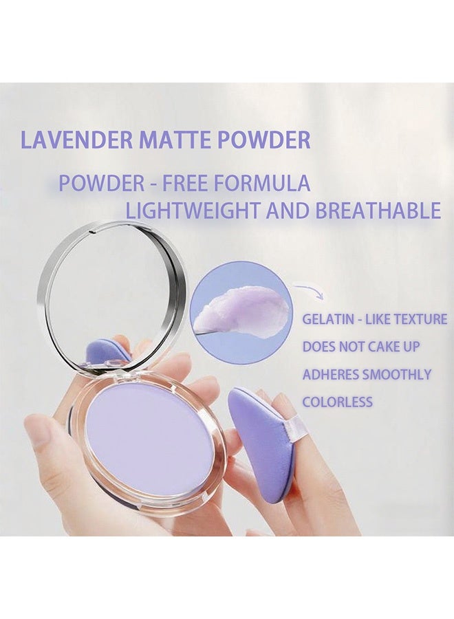 dikalu Lavend Setting Powder，Face Matte Setting Powder, Oil Control Face Pressed Matte Powder， with Mini Powder Puff ，Cruelty Free - Image 5