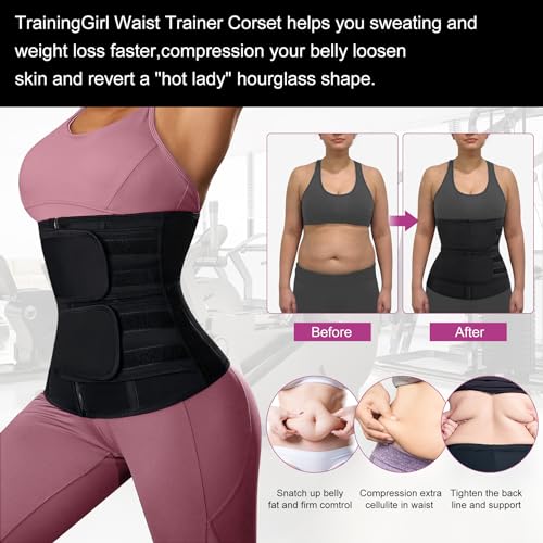 TrainingGirl Women Waist Trainer Cincher Corset Tummy Control Workout Sweat Band Slimmer Belly Belt Weight Loss Sports Girdle - Image 3
