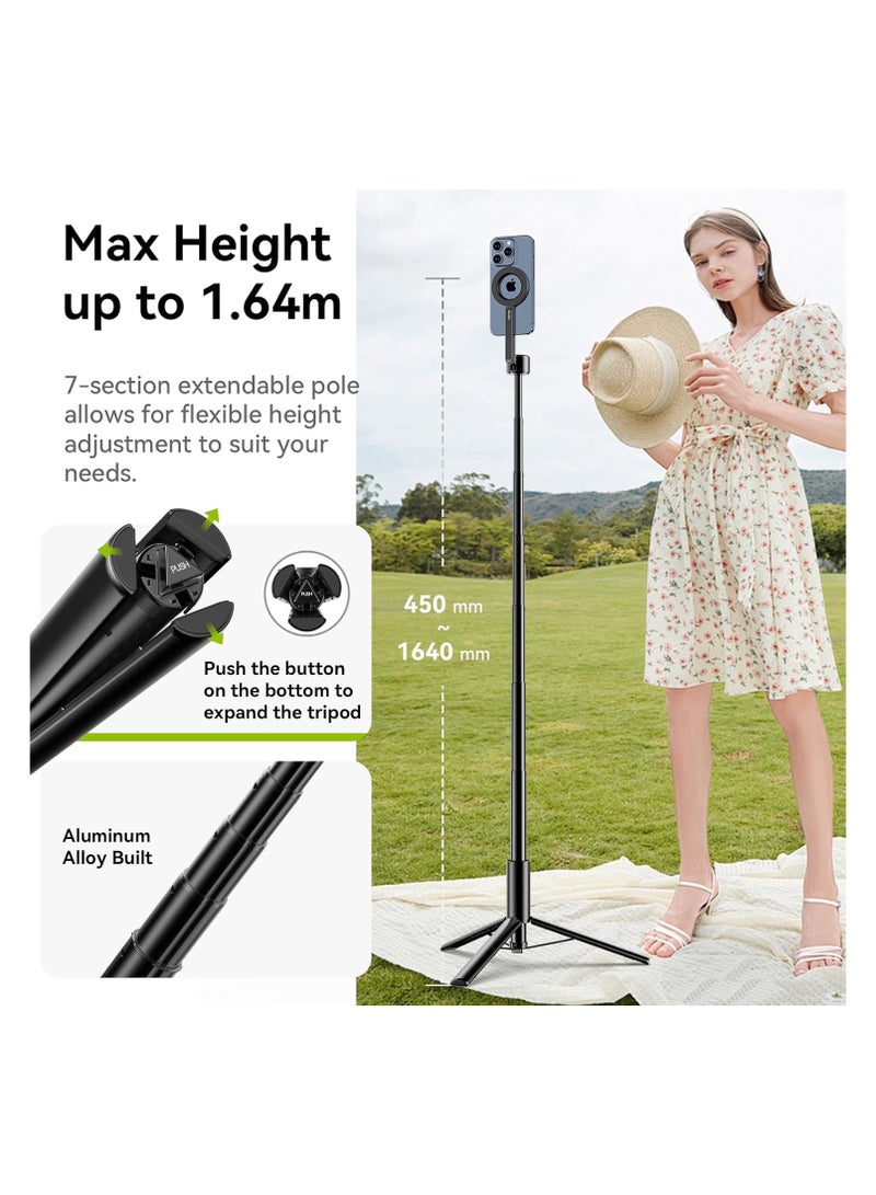 Ulanzi Magnetic Phone Selfie Stick Tripod with Remote for iPhone Magsafe - ULANZI MG-002 Flexible Cell Phone Tripod Stand 52N Magnet Portable Vlog Video Mount Compatible with iPhone - Image 3