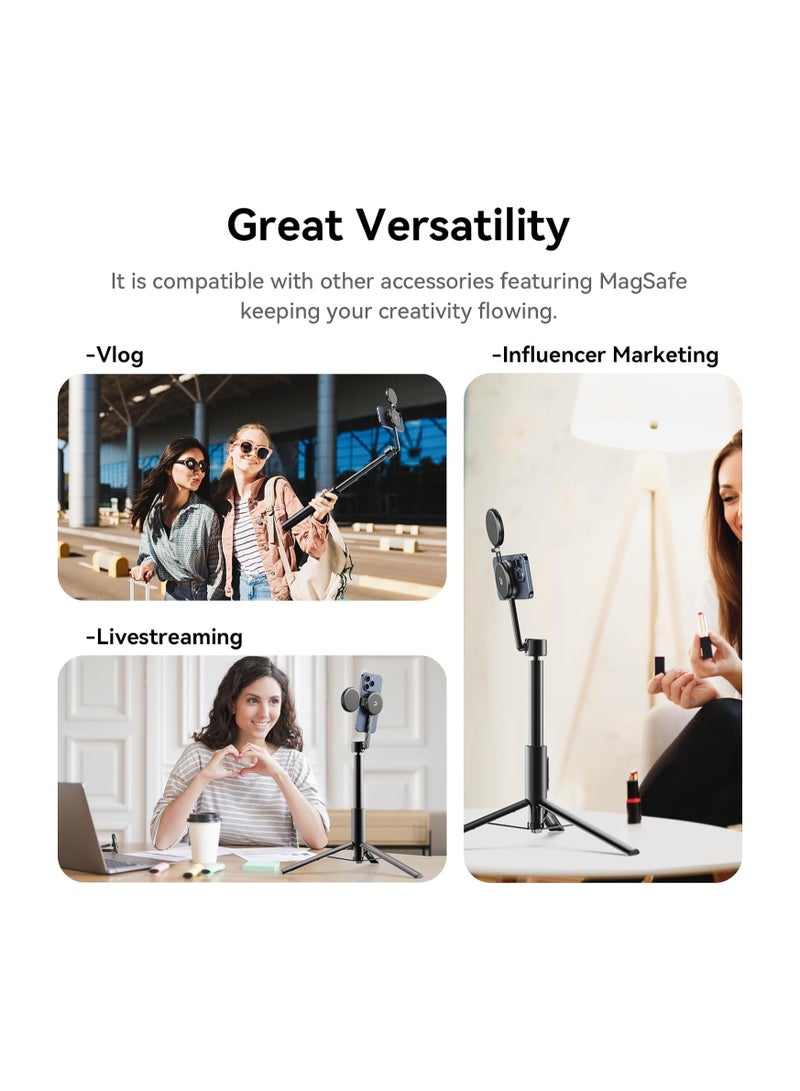 Ulanzi Magnetic Phone Selfie Stick Tripod with Remote for iPhone Magsafe - ULANZI MG-002 Flexible Cell Phone Tripod Stand 52N Magnet Portable Vlog Video Mount Compatible with iPhone - Image 5