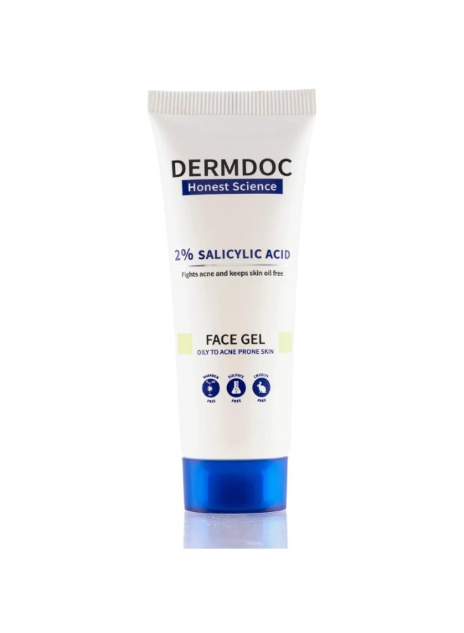 DermDoc Honest Science | 2% Salicylic Acid | Face Gel | Fight Acne And Keep Skin Oil Free | Oily To Acne Prone Skin | 70g - Image 1