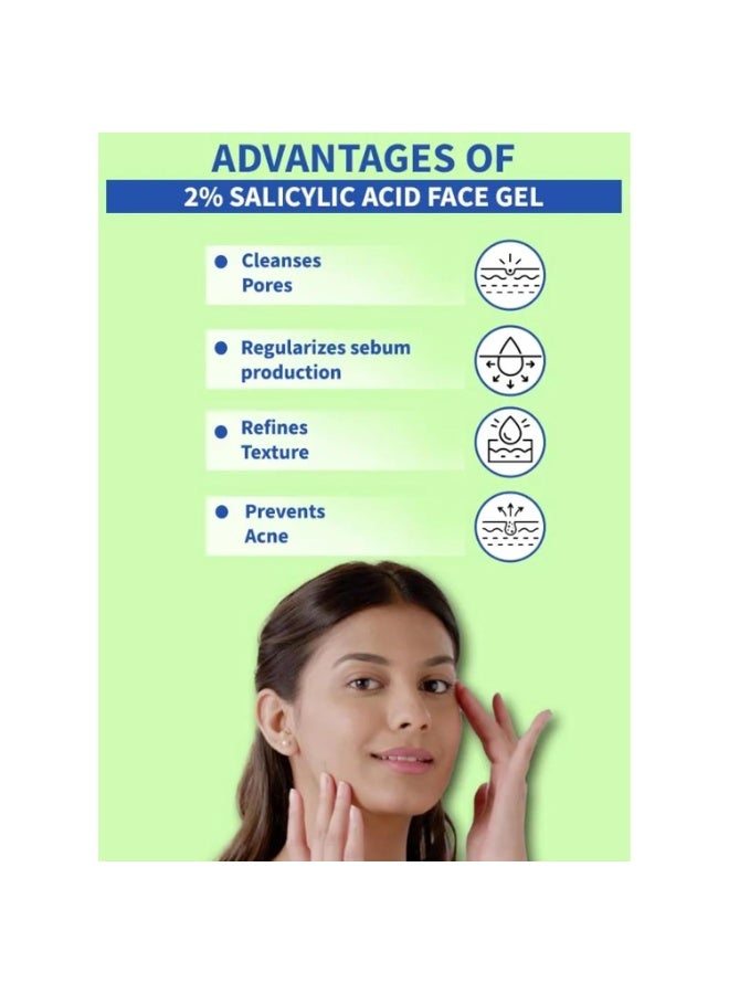 DermDoc Honest Science | 2% Salicylic Acid | Face Gel | Fight Acne And Keep Skin Oil Free | Oily To Acne Prone Skin | 70g - Image 4