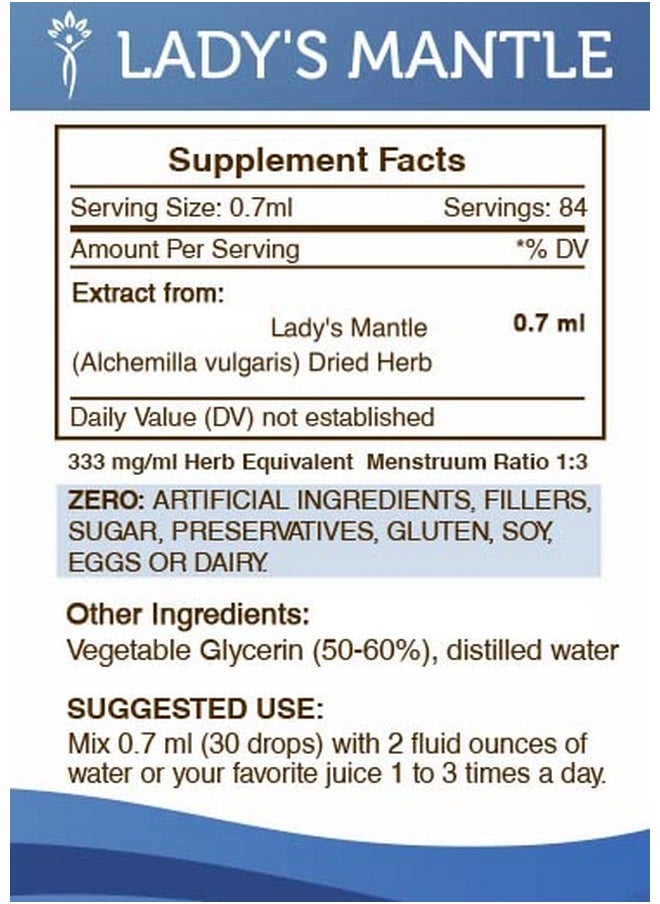 Secrets of the Tribe - Lady Mantle Tincture Alcoholfree Liquid Extract Lady Mantle (Alchemilla Vulgaris) Dried Herb (2 Fl Oz) - Image 1
