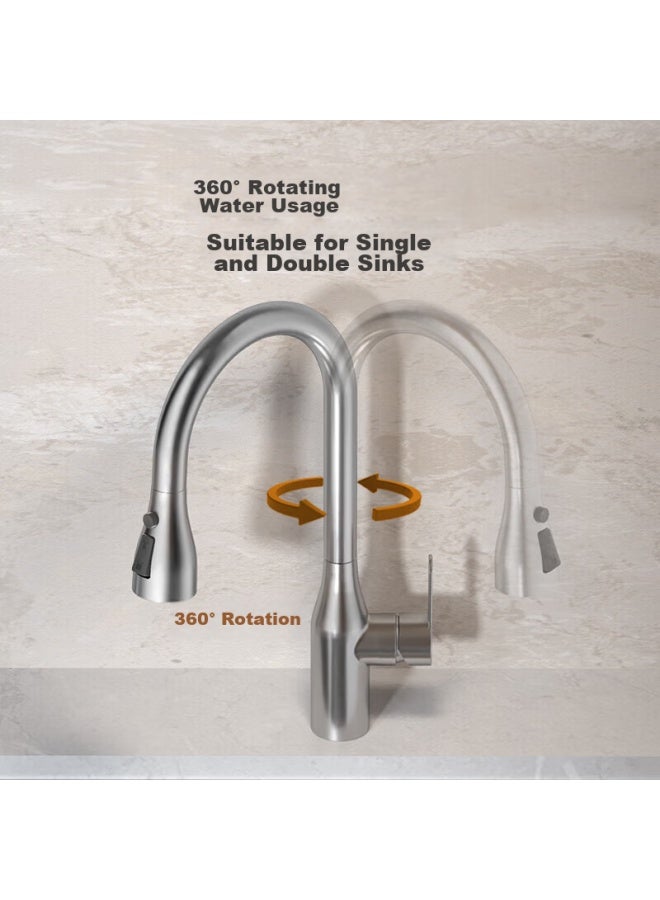 Jomoo Kitchen Faucet, Hot And Cold Three-function Pull-out, 304 Stainless Steel Sink, Vegetable Washing Basin Pull-out Faucet, 33178 - Image 5