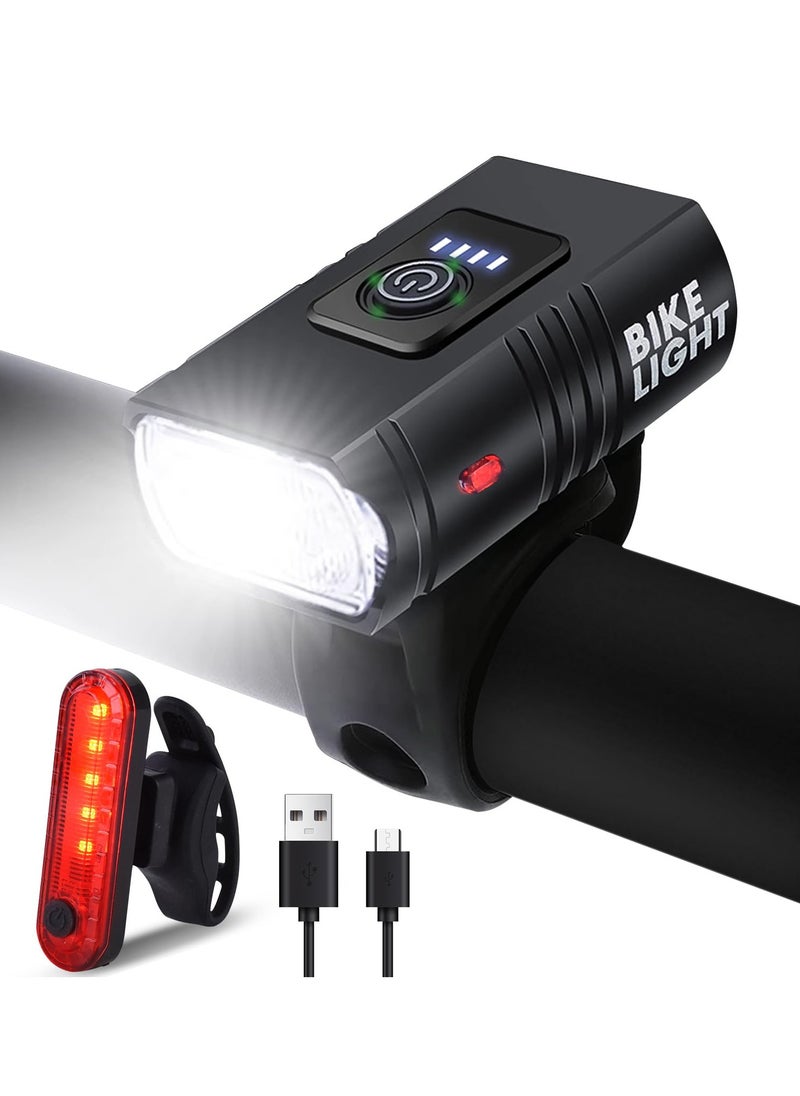 Generic - Rechargeable bicycle light set, front and tail lights, 6 lighting modes, waterproof and safe front and rear lights for bicycles, suitable for roads, mountains, and night rides - Image 1