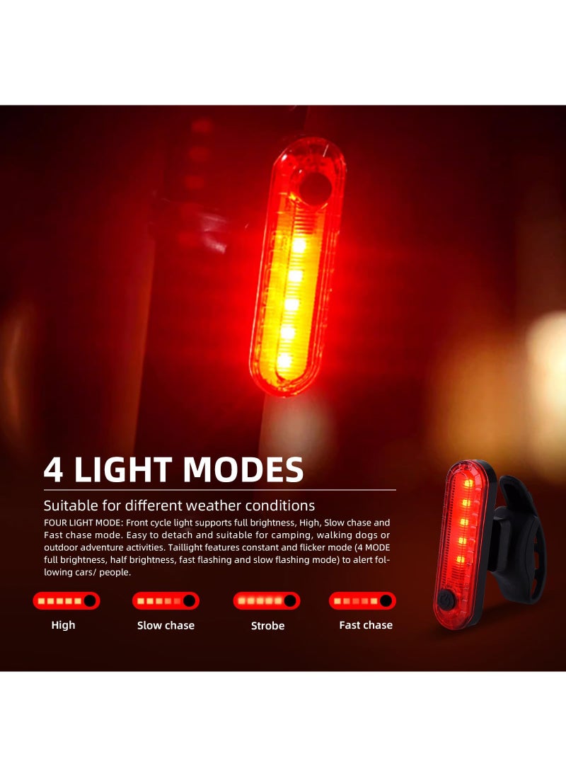Generic - Rechargeable bicycle light set, front and tail lights, 6 lighting modes, waterproof and safe front and rear lights for bicycles, suitable for roads, mountains, and night rides - Image 1