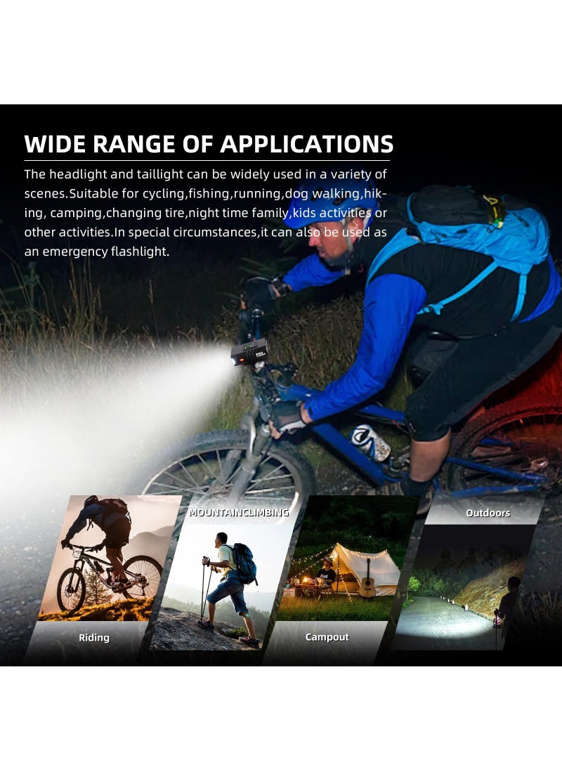 Generic - Rechargeable bicycle light set, front and tail lights, 6 lighting modes, waterproof and safe front and rear lights for bicycles, suitable for roads, mountains, and night rides - Image 1