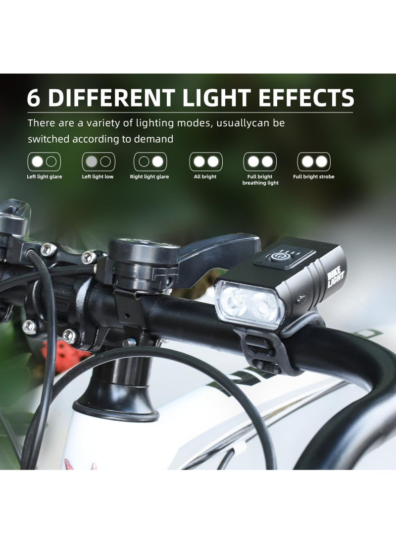 Generic - Rechargeable bicycle light set, front and tail lights, 6 lighting modes, waterproof and safe front and rear lights for bicycles, suitable for roads, mountains, and night rides - Image 1