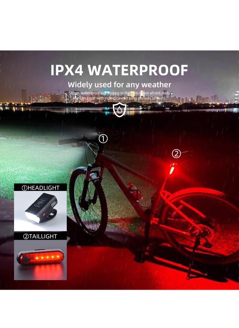 Generic - Rechargeable bicycle light set, front and tail lights, 6 lighting modes, waterproof and safe front and rear lights for bicycles, suitable for roads, mountains, and night rides - Image 1