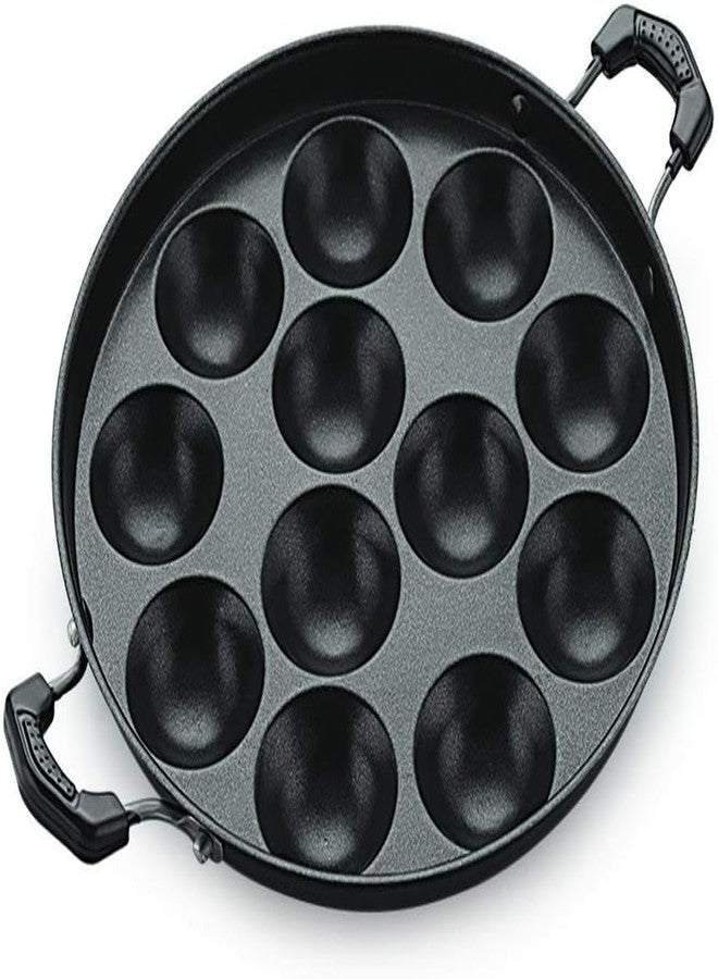 YADNESH Nonstick Aluminum Appam Pan, 12 Pits, Includes Lid, Easy to Clean, Dimension: Length 9", Width 9", Height 2" - Image 3