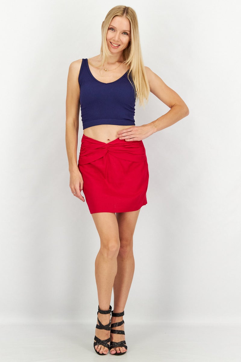 NA-KD Women Textured Mini Skirt, Raspberry - Image 2