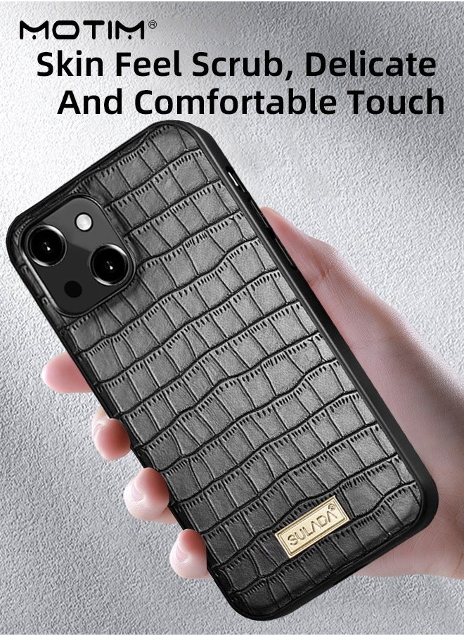 Motim Leather Case for iPhone 14/14 Plus, Pattern Textured Design Shockproof Protective Premium Leather Phone Case, Slim Thin Full Body Cover  - Image 1