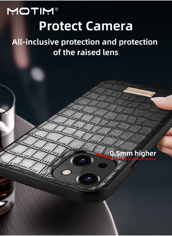 Motim Leather Case for iPhone 14/14 Plus, Pattern Textured Design Shockproof Protective Premium Leather Phone Case, Slim Thin Full Body Cover  - Image 5