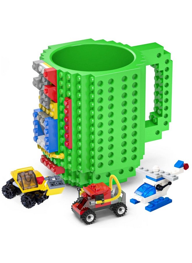 DAYMOO Buildon Brick Coffee Mug Novelty Funny Cup Creative Diy Gifts For Men Kids Boy Dad Uncle Women Girl Birthday Xmas Green  - Image 1
