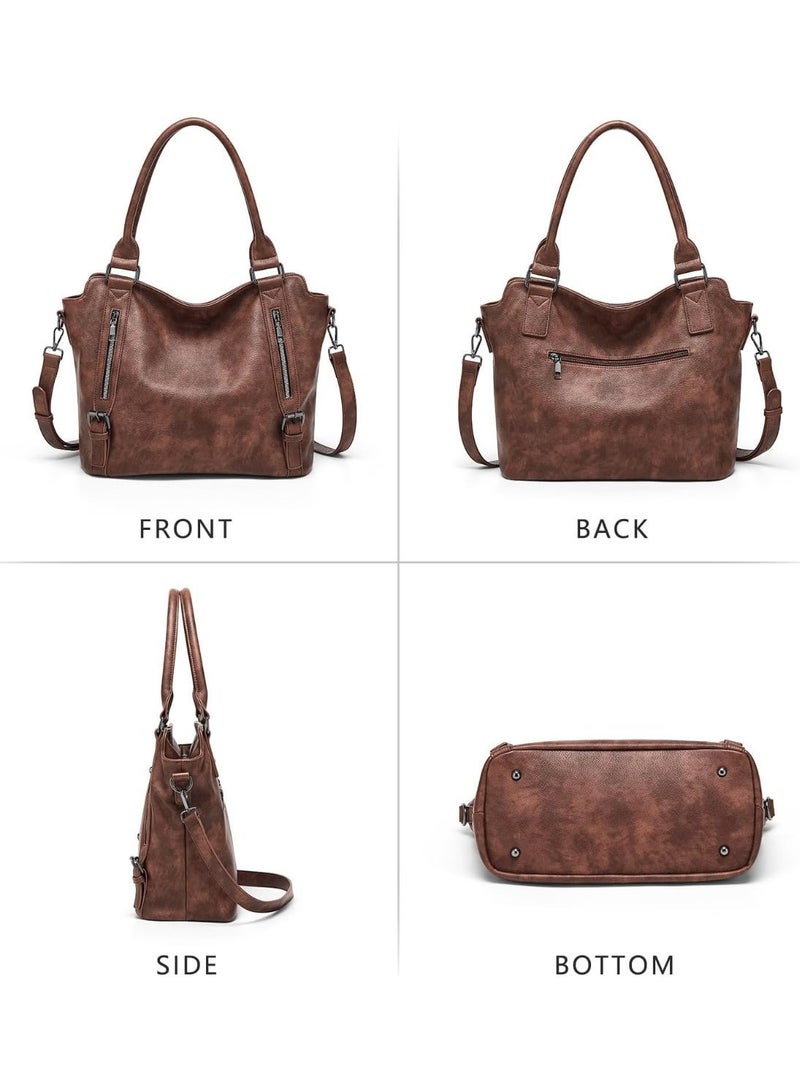 زيريفام حقائب يد وحقائب كتف أنيقة للنساء، حقيبة كتف كبيرة، حقائب هوبو كبيرة للنساء، حقيبة كتف من الجلد النباتي، حقيبة كتف أنيقة مناسبة للرحلات (بني قهوة) - Image 2