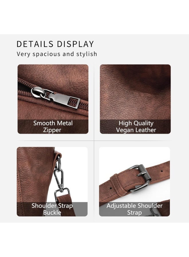 زيريفام حقائب يد وحقائب كتف أنيقة للنساء، حقيبة كتف كبيرة، حقائب هوبو كبيرة للنساء، حقيبة كتف من الجلد النباتي، حقيبة كتف أنيقة مناسبة للرحلات (بني قهوة) - Image 5