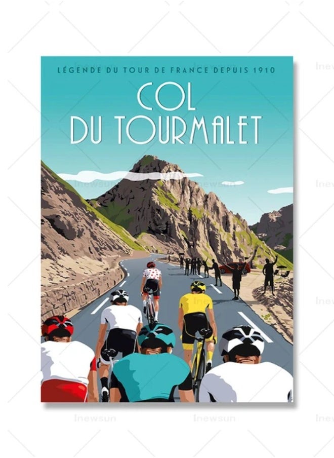 Generic - Sports France Universal Cycling Tour Poster Art Prints Vintage Pyrenees Travel Canvas Painting Road Wall Pictures - Image 1