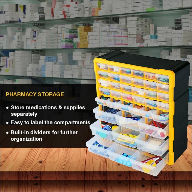 Alkon Aco39 Polypropylene Component Organiser With Drawers Small Parts StorageJewelleryPharmacyShopMedicineDiyClinicMultiple Drawers39 Drawers - Image 5