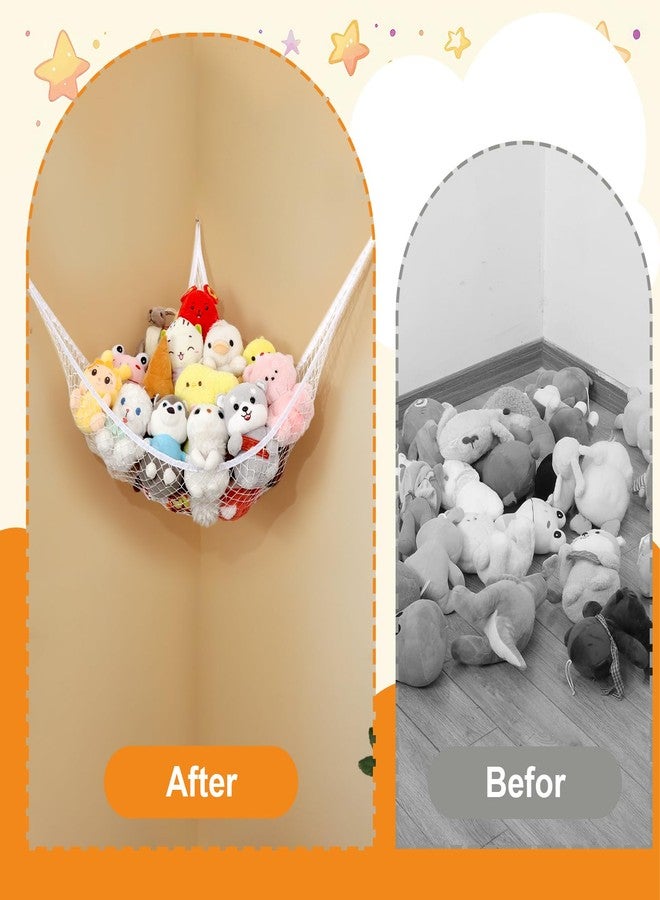 Dntorx 2 PCS Stuffed Animal Hammock, Corner Hanging Net for stuffed animal storage Stuffed Plush Net for Kids' Room Decor - Image 4