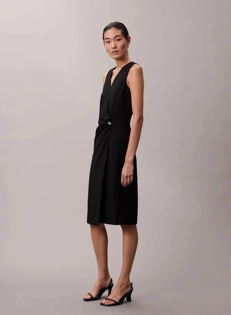 Calvin Klein Black Stretch Crepe Sleeveless Dress for Women | Best Price UAE