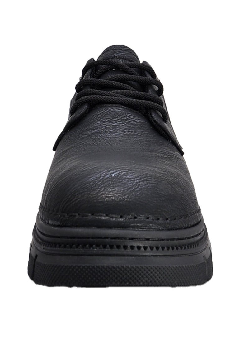 سكاي فيو أحذية أكسفورد للرجال من SKYVIEW مريحة كاجوال بمقدمة مستديرة وأربطة من الجلد للرجال للعمل والمكاتب والأعمال التجارية غير قابلة للانزلاق أحذية منخفضة الارتفاع باللون الأسود - Image 3