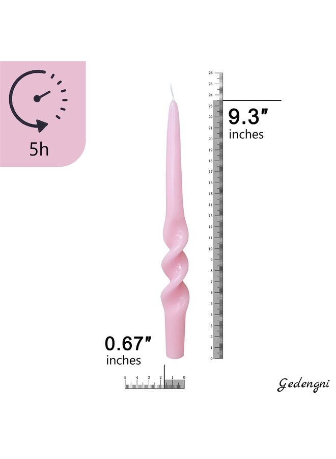 شمعدانات ملونة - طقم من شمعتين ملتويتين طويلتين حلزونيتين بارتفاع 9.5 بوصة، مثالية للمنزل والعطلات وحفلات الزفاف، كهدية للنساء (لون وردي متدرج). - Image 4