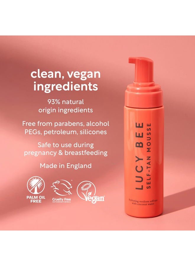 Lucy Bee Self-Tan Mousse, Customisable Medium Fake Tan Mousse, Lightweight, Quick-Drying Formula, Sensitive Skin Friendly, Certified Vegan & Cruelty Free, Tropical Scent, 200ml - Image 2