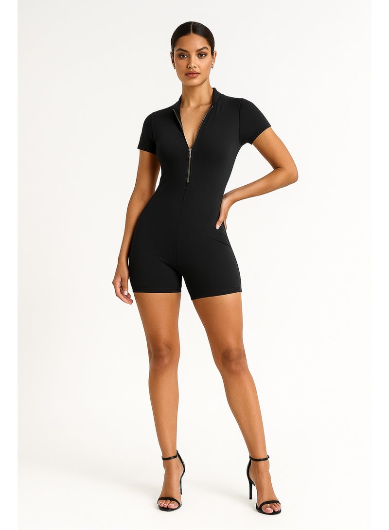 Kisunya Yoga Jumpsuit - Women’s Short-Sleeved Yoga Jumpsuit – Skin-Friendly and High Elasticity Sports One-Piece, Breathable and Stretchy Workout Romper, Slim Fit Athletic Fitness Bodysuit for Gym, Dance, Running, and Daily Activewear - Image 1