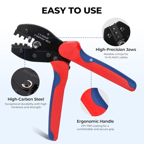 BougeRV Solar Crimper Tool Kit - Crimper, 6 Pairs Connectors, Spanner Wrench for Solar Panel Cable Assembly and Installation - Image 2