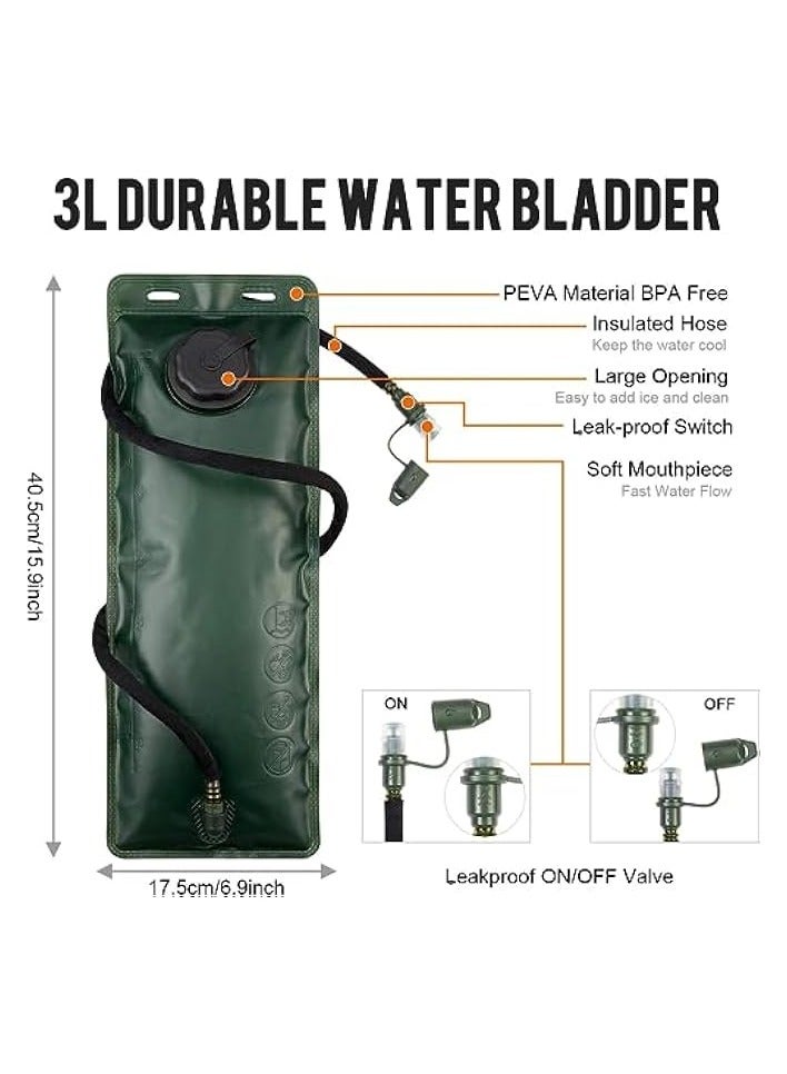 Green Tiger Hydration Pack Water Backpack,Military Tactical Hydration Pack,Sports Runner Rucksack with 3L Water Bladder for Hiking Cycling Biking Running Walking Hunting and Climbing - Image 3